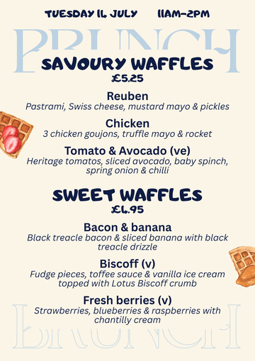 waffle brunch menu  july